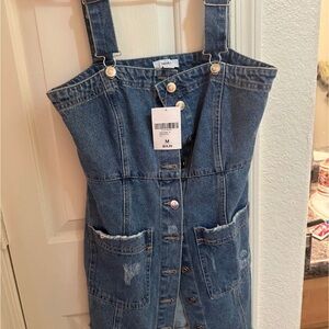 Denim Button-Down Dress with Pockets